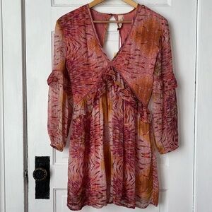 RAGA LONG SLEEVE FLORAL PRINT BABYDOLL DRESS